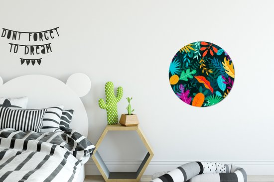 Papier peint Cercle - Jungle - Feuilles - Couleurs - ⌀ 30 cm