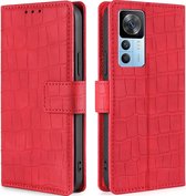 Mobigear Telefoonhoesje geschikt voor Xiaomi 12T Hoesje | Mobigear Croco Bookcase Portemonnee | Pasjeshouder voor 3 Pasjes | Telefoonhoesje voor Pinpas / OV Kaart / Rijbewijs - Rood