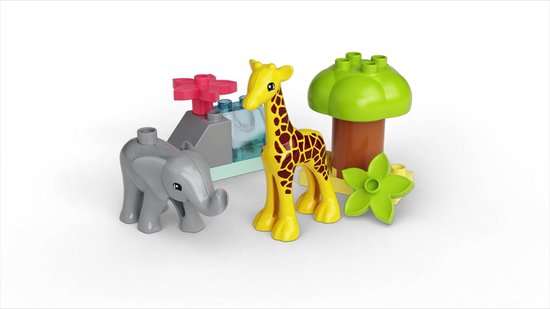 LEGO Duplo 10971 Animaux sauvages d'Afrique, Jouet sur le Safari pour  Enfants de 2 Ans avec Figurines d'Éléphant et de Girafe, avec Tapis de Jeu