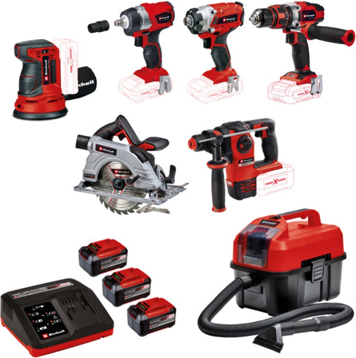 Pack EINHELL 18V Power XChange 7 stuks gereedschap Starter Kit