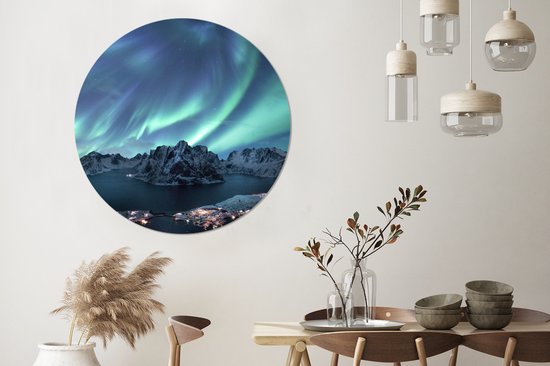 Wall Circle - Wall Circle - Aurores boréales - Vert - Mer - Aluminium - ⌀ 120 cm - Intérieur et Extérieur XXL