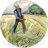 WallCircle - Wandcirkel ⌀ 30 - The Haymaker - Edvard Munch - Ronde schilderijen woonkamer - Wandbord rond - Muurdecoratie cirkel - Kamer decoratie binnen - Wanddecoratie muurcirkel - Woonaccessoires