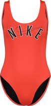 Nike badpak Dames model U-Back One Piece - RoodOranje/Zwart - Maat XS