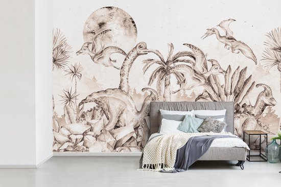 Papier Peint - Papier Papier peint photo Dino - Enfants - Décoration Jungle - Largeur 360 cm x Hauteur 240 cm