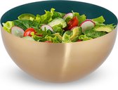 Relaxdays saladeschaal - 3,5 liter - slakom - mengkom - Ø 25cm - rvs - bakken - serveren - groen