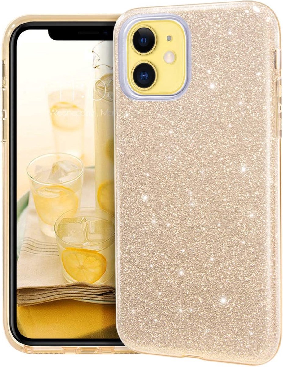 Samsung Galaxy A22 5G hoesje glitter backcover – Goud – oTronica