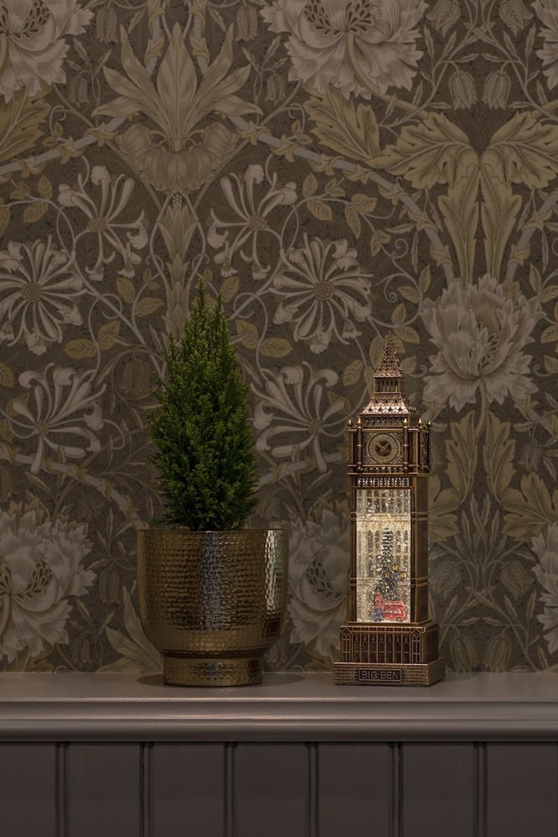 Kerstlantaarn voor binnen – Big Ben met bus en kerstboom - Warm wit – 38cm - Sneeuwlantaarn - Kerstverlichting op USB & batterijen incl. Timer – foto 5