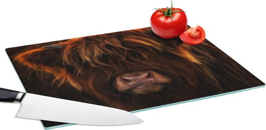 Planche à découper en Verres - 39x28 - Highlander écossais - Vache - Zwart - Portrait - Planches à découper en Glas