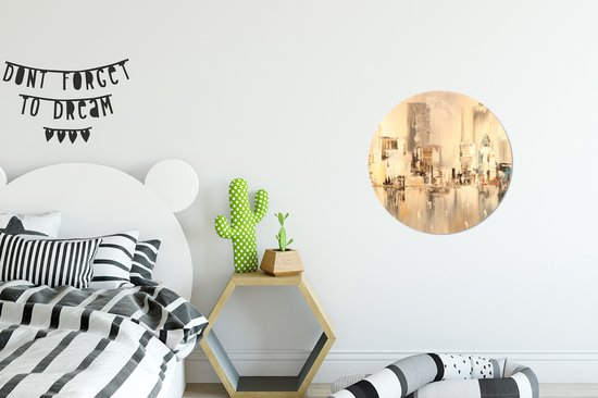 WallCircle - Cercle mural - Cercle mural - Peinture - Peinture à l'huile - Abstrait - Skyline - Aluminium - Dibond - 30x30 cm - Intérieur et Extérieur