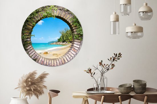 WallCircle - Wall Circle - Wall Circle Indoor - Plage - Mer - Transparent - Été - 140x140 cm - Décoration murale - Peintures Ronds