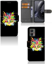 Wallet Book Case Motorola Edge 30 Neo Smartphone Hoesje Cat Color Leuke Verjaardagscadeaus