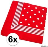 6x Rode boeren zakdoeken met stippen