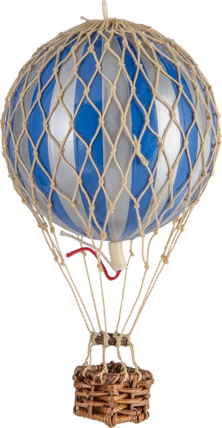 Authentic Models - Luchtballon Floating The Skies - Luchtballon decoratie - Kinderkamer decoratie - Zilver Blauw - Ø 8,5cm