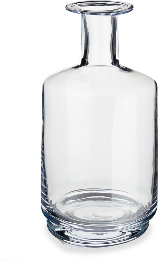 Bloemenvaas flesvorm van glas 17 x 28 cm - Glazen transparante vazen