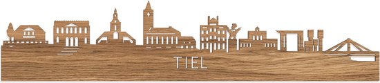 Skyline Tiel Eikenhout - 80 cm - Woondecoratie - Wanddecoratie - Meer steden beschikbaar - Woonkamer idee - City Art - Steden kunst - Cadeau voor hem - Cadeau voor haar - Jubileum - Trouwerij - WoodWideCities