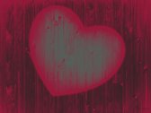 Fotobehangkoning - Behang - Vliesbehang - Fotobehang - Cold heart - Hart op Hout - Romantisch - 300 x 231 cm