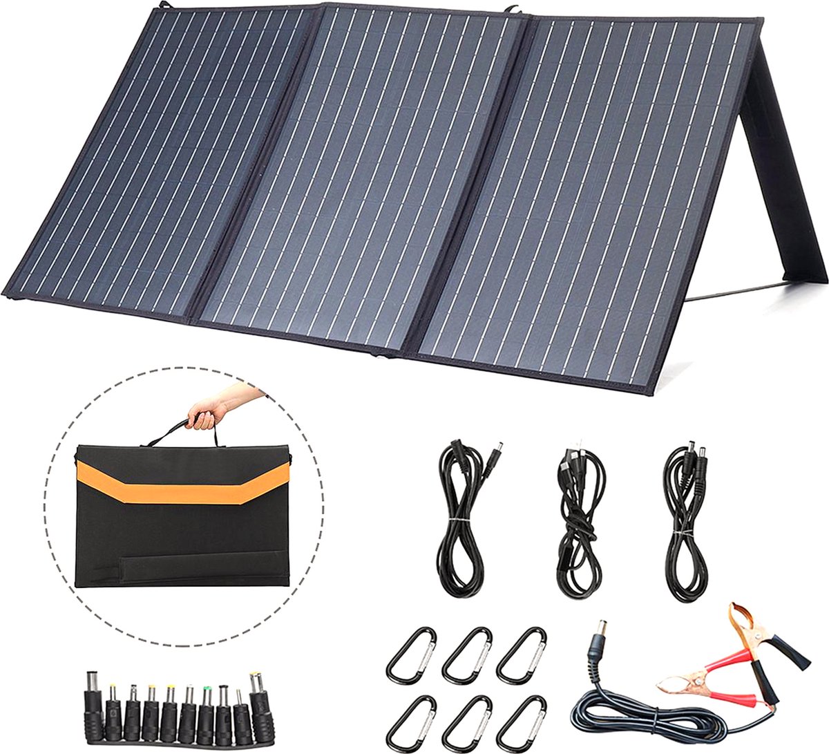 Brandie® - Zonnekit - 100W 18V zonnepaneel laadrendement - Opvouwbaar - zonnepaneel - - Snel opladen - Verstelbaar staand zonnepaneel - Ondersteund door USB C - Outdoor zonnestationkit