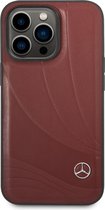 Mercedes-Benz Wave Leather Back Case - Apple iPhone 14 Pro (6.1") - Rood