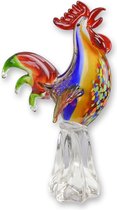 A MURANO STYLE GLASS FIGURINE OF A ROOSTER Netto gewicht: 2.9 Hoogte: 36,5 Breedte: 11,5 Lengte: 21,4