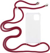 Shop4 - iPhone 14 Plus Hoesje - Zachte Back Case TPU Siliconen met Koord Donker Rood