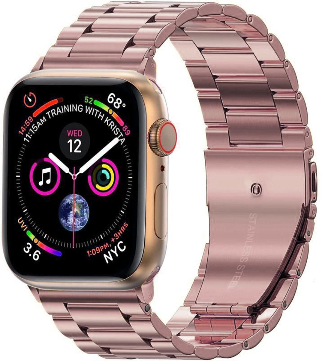 Horloge Band Geschikt Voor Apple Watch 1-11 / SE (42/44/45/46 mm) Roestvrij Staal Schakels - Rose Goud