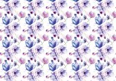 Fotobehang - Vlies Behang - Paarse en Roze Bloemetjes - Bloemen - 312 x 219 cm