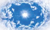 Fotobehang - Vlies Behang - Wolken - Zon - Helderblauwe Lucht - 254 x 184 cm