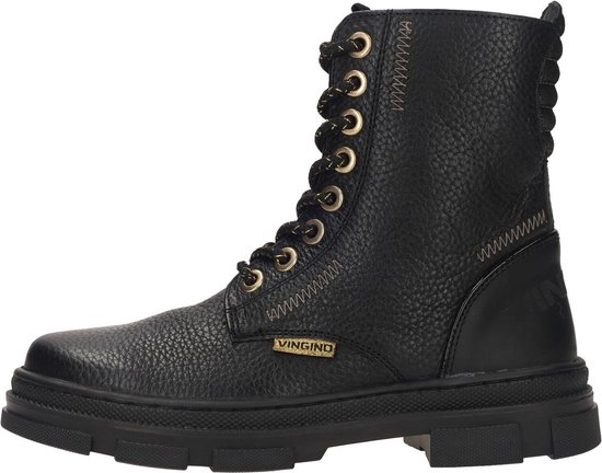 Vingino Jennifer Bottes à lacets - Bottes femmes avec Lacets - Filles - Zwart - Taille 35