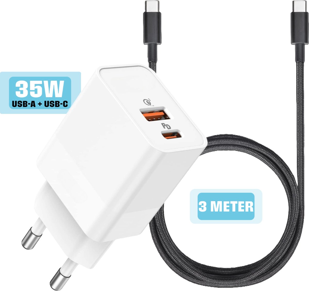 Type PD 20W-C + QC 3.0 USB Bloc de charge rapide de fiche de chargeur  adaptateur électrique à double port - Au connecteur - Chine Chargeur  d'alimentation et 20 W chargeur prix