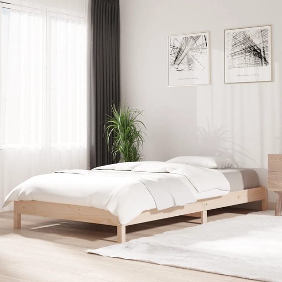 The Living Store Stapelbaar Bed - Massief Grenenhout - 206.5 x 86.5 x 22 cm - Tijdloos Ontwerp