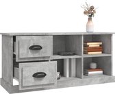 The Living Store TV-meubel Betongrijs - 102 x 35.5 x 47.5 cm - met Lades - Open Vakken