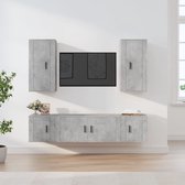 The Living Store TV-meubelset - betongrijs - bewerkt hout - 100 x 34.5 x 40 cm - Trendy design