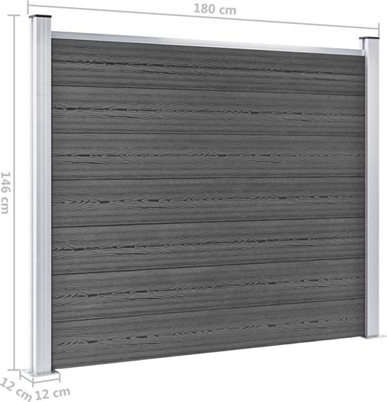 VDXL Schuttingpanelenset 872x146 cm HKC zwart