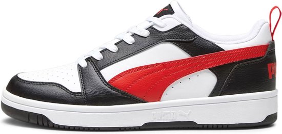 PUMA Rebound v6 Low Unisex Sneakers - Wit/Zwart/Rood - Maat 42 - PUMA