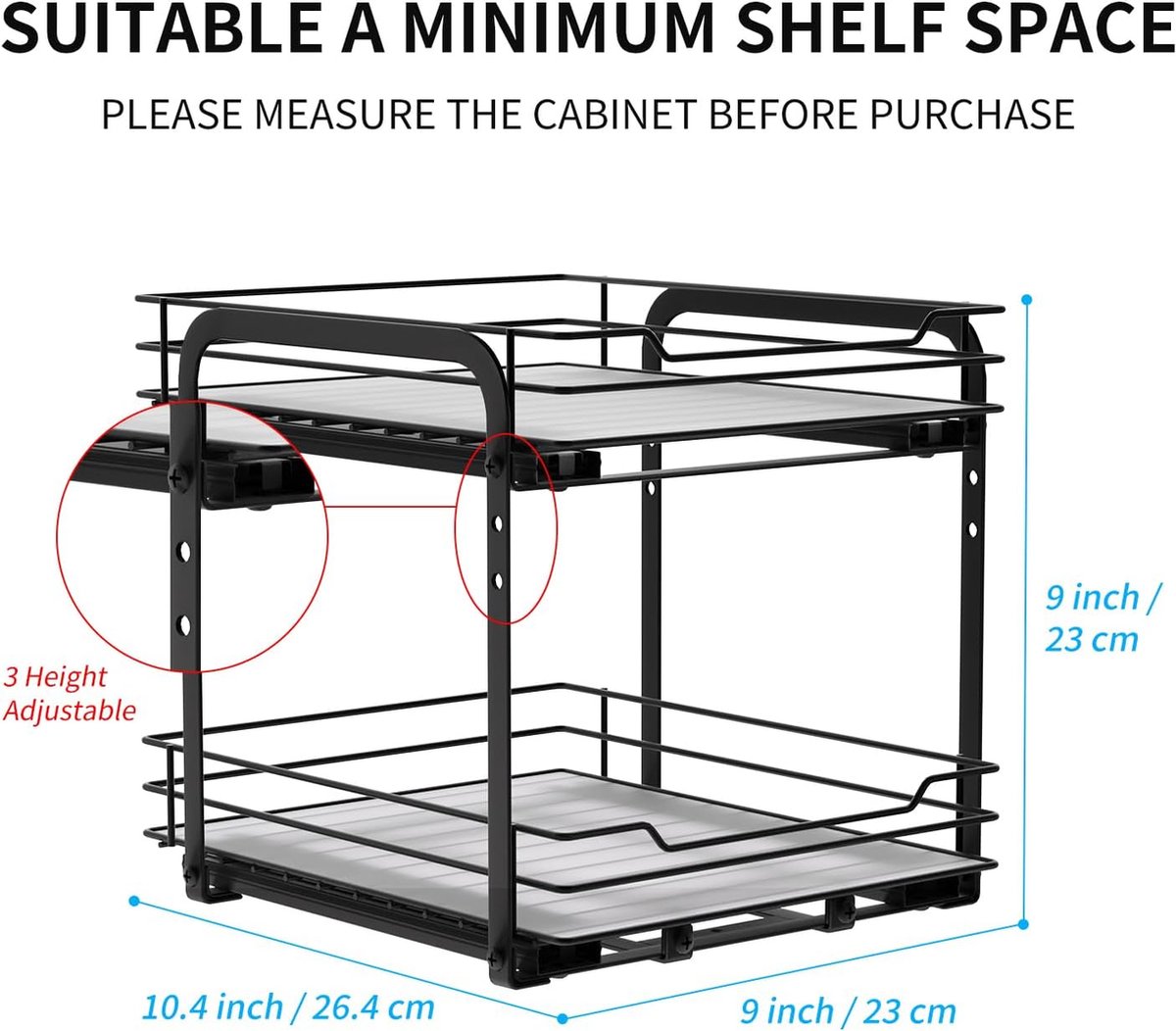 Xivada Kruidenrek Lade - Uitschuifbaar 20-39 Cm - Kruiden Organizer Metaal - Zwart
