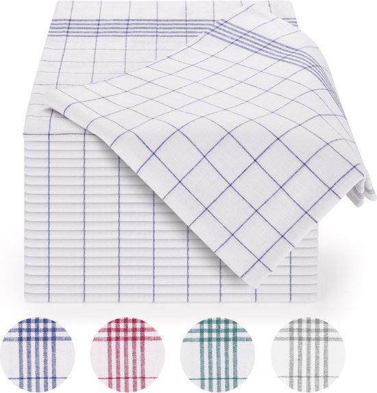 Lot de 10 torchons Blumtal Premium - Torchons de haute qualité, 100% coton, à carreaux bleus