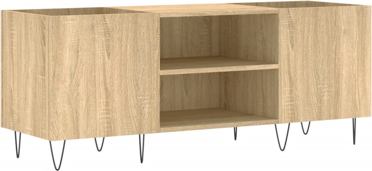 vidaXL - Platenkast - 121x38x48 - cm - bewerkt - hout - sonoma - eikenkleurig