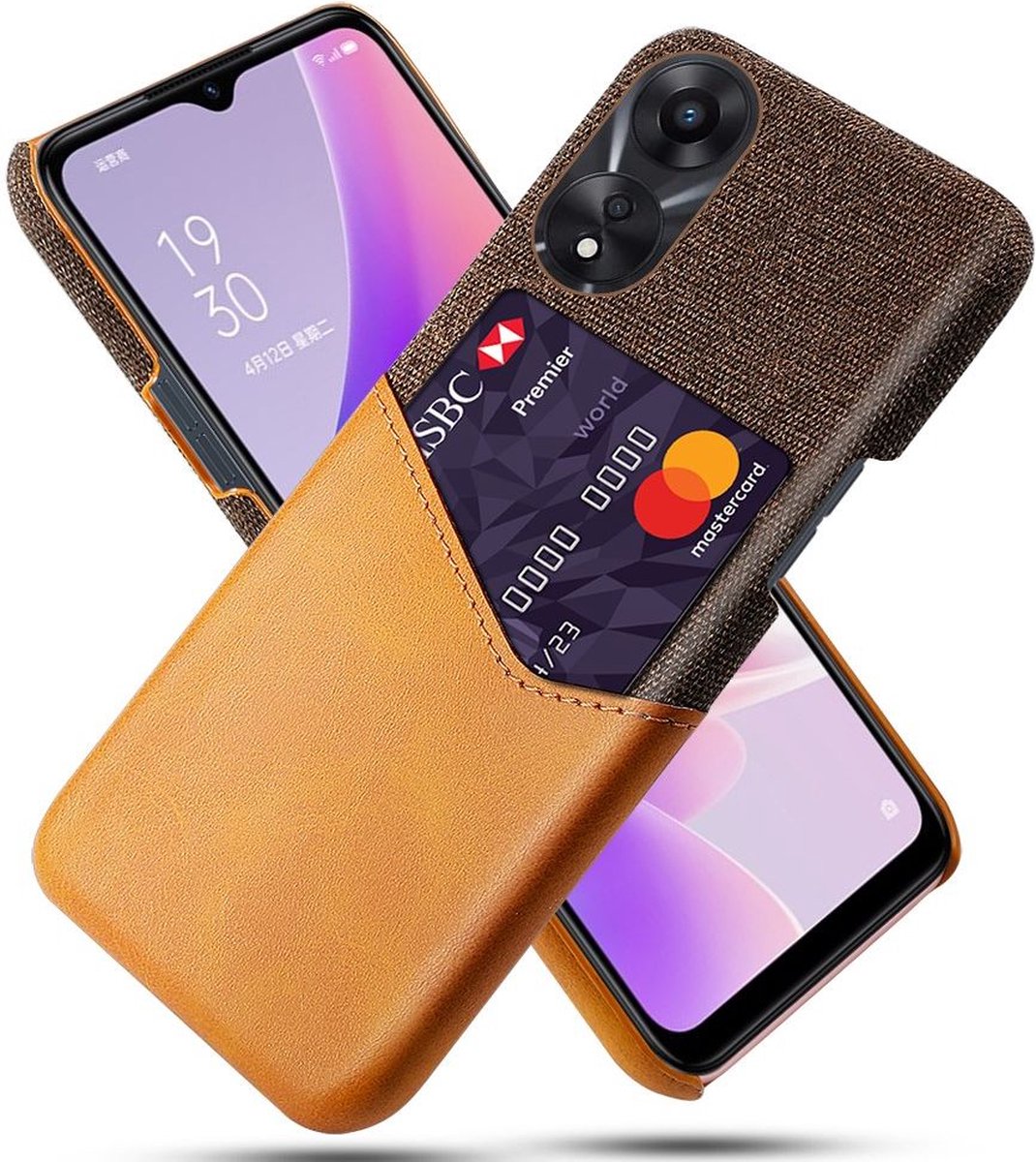 Geschikt voor Oppo A78 Hoesje met Kaarthouder Back Cover Bruin