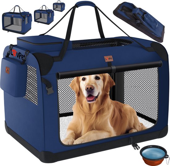 LOVPET ReisBench Hondenbench Hondenbox Honden Transp Opvouwbaar Incl Transportzak Hondenbak Transportbox Voor Huisdieren Honden En Katten Transportbox   Xxl Khaki 1078551177