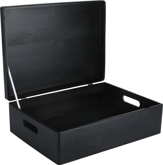Creative Deco XL Noir Grande Boîte de Rangement en Bois 40 x 30 x 14 cm  (+/-1cm) avec... | bol