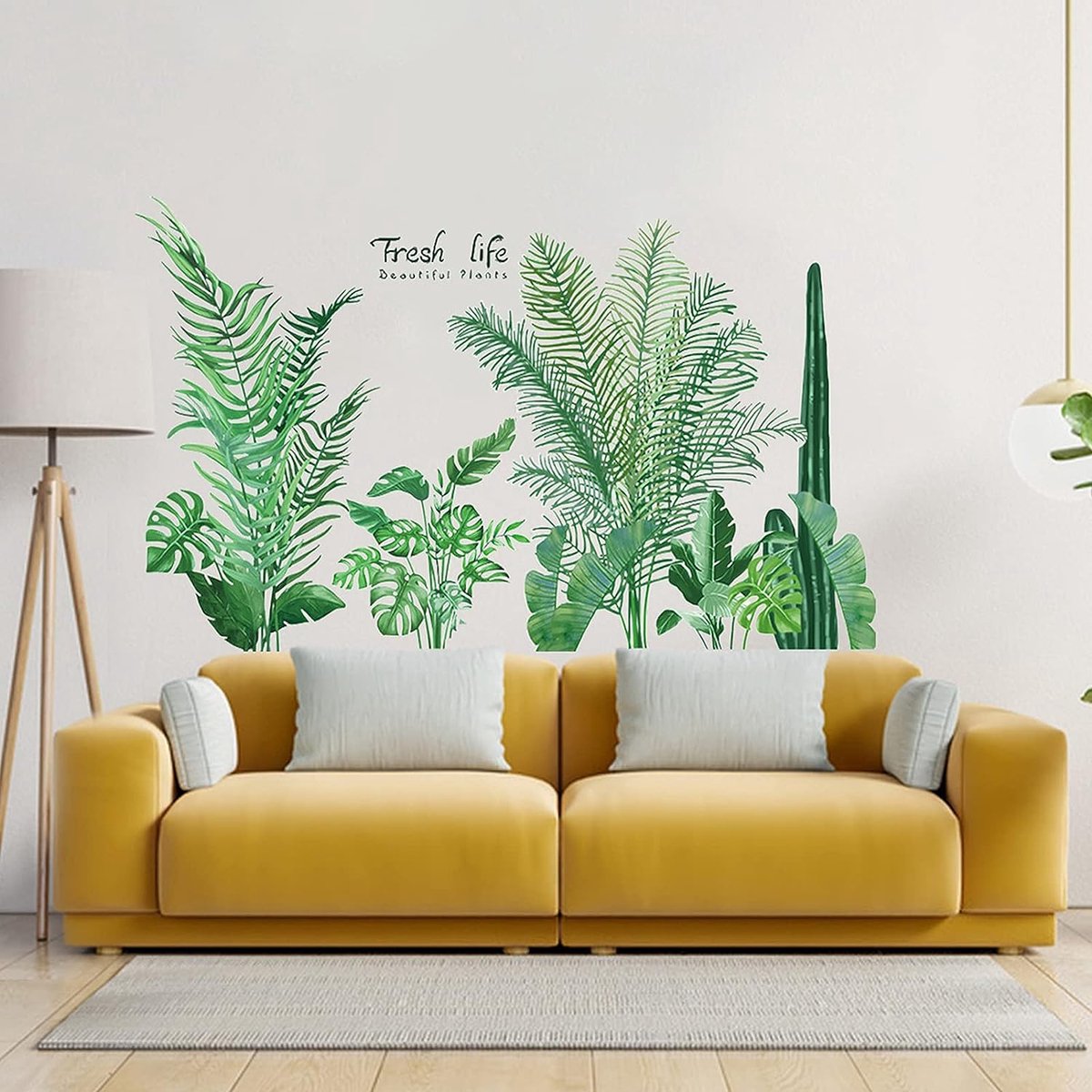 grande plante verte feuilles sticker mural, plantes tropicales