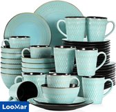 Ensemble de vaisselle de Luxe LooMar - 48 pièces - 12 personnes -  Porcelaine 