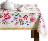 Tafelkleed 140 cm x 180 cm 100% katoen, decoratief, wasbaar, vierkant tafelblad, tafelkleden voor moederdaggeschenken, bruiloft, Happy Florals - Sweety - lente/zomer