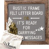 Rustiek houten ingelijst vilten briefbord 10"x10". Voorgesneden witte en gouden letters, cursieve woorden, houten standaard, schaar, landmuur- en tafeldecor, rustiek decor, grijs vilt