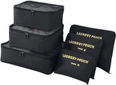 iBright 6 Delige Packing Cubes set - Luxe Koffer Organizer - Set van 6 - Travel Organizer - Waterbestendig - Zwart
