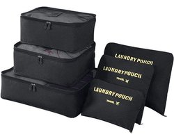 iBright 6 Delige Packing Cubes set - Luxe Koffer Organizer - Set van 6 - Travel Organizer - Waterbestendig - Zwart