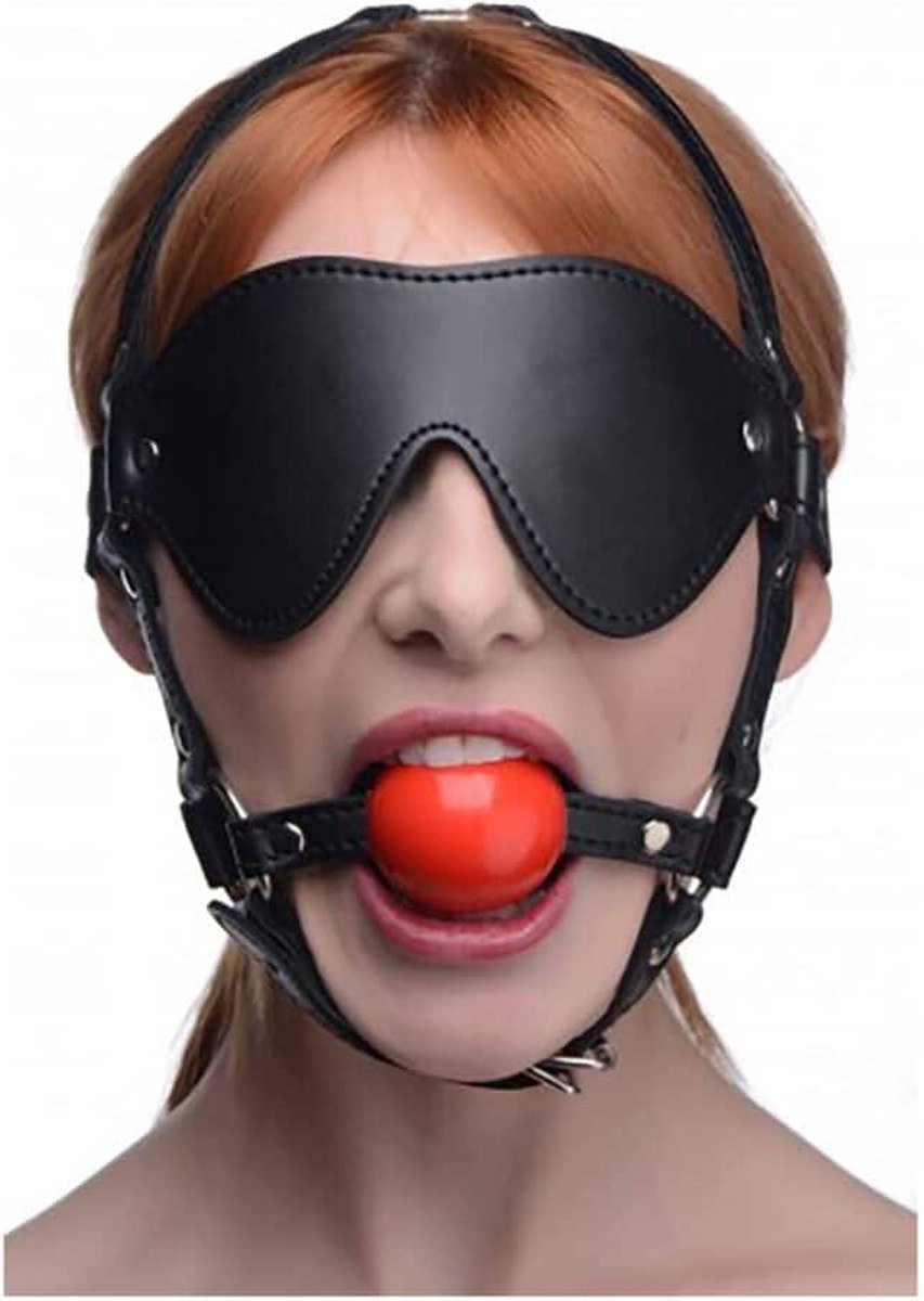 Goedkoopste XR Brands ST Blinddoek Harnas met Ball Gag black