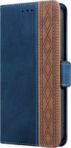 Hoesje geschikt voor Samsung Galaxy A12 - Bookcase - Pasjeshouder - Portemonnee - Patroon - Kunstleer - Donkerblauw/Rood