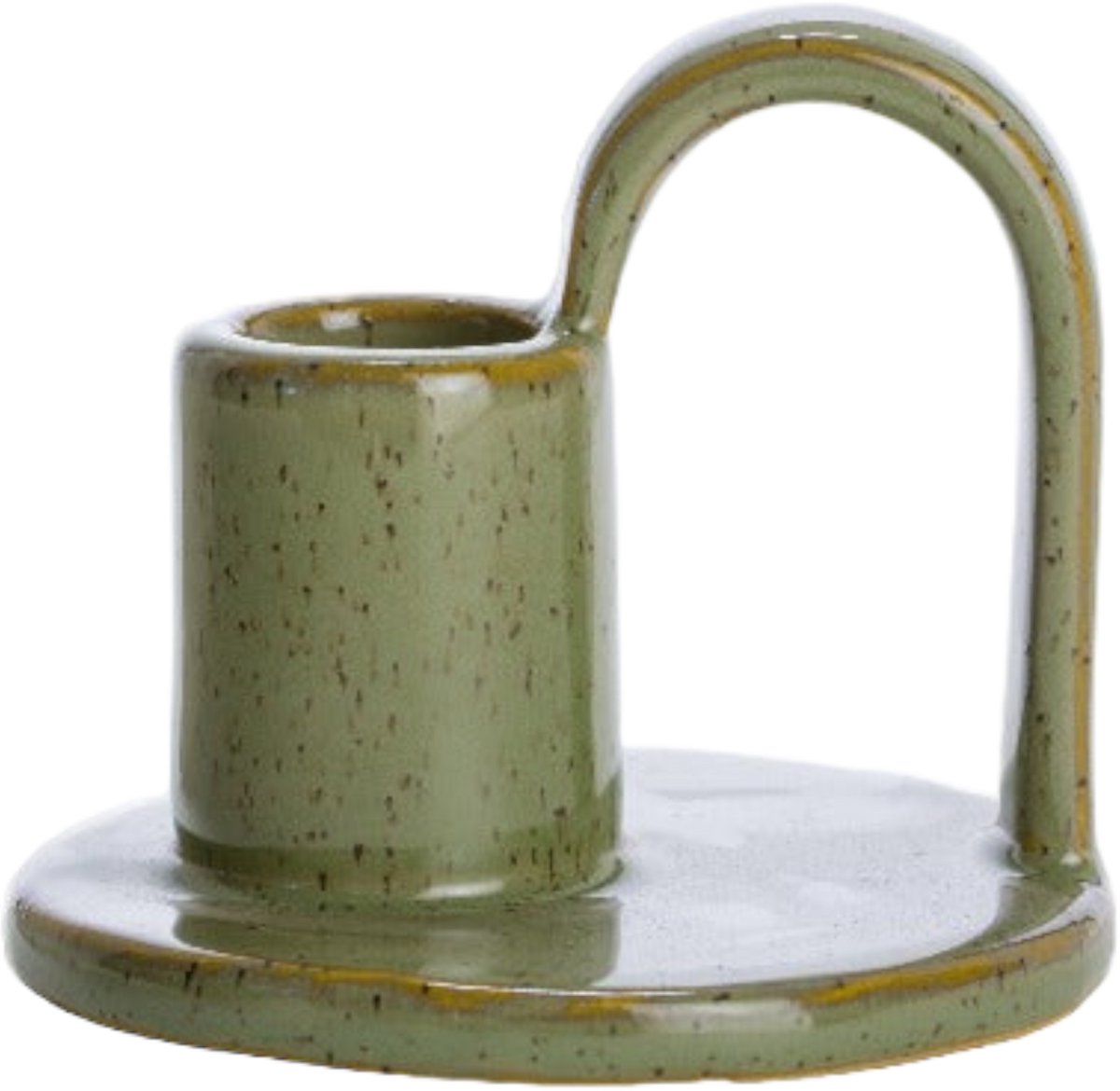 Kandelaar aardewerk - Moon kandelaar - mosgroen - L9xB9xH7,5 cm - Rustik Lys