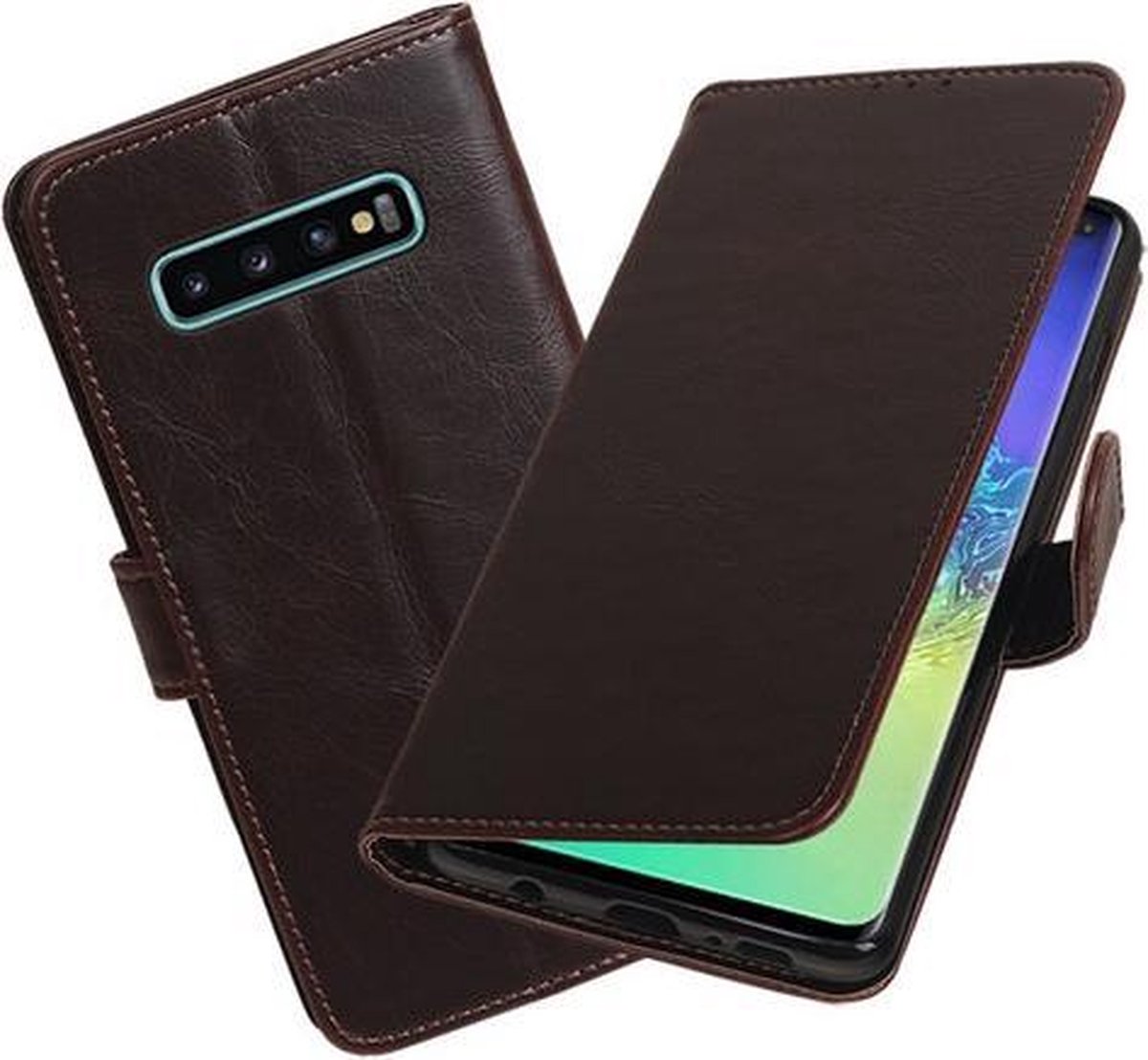Motief Bookstyle Hoesje voor Samsung Galaxy S10 Plus Mocca
